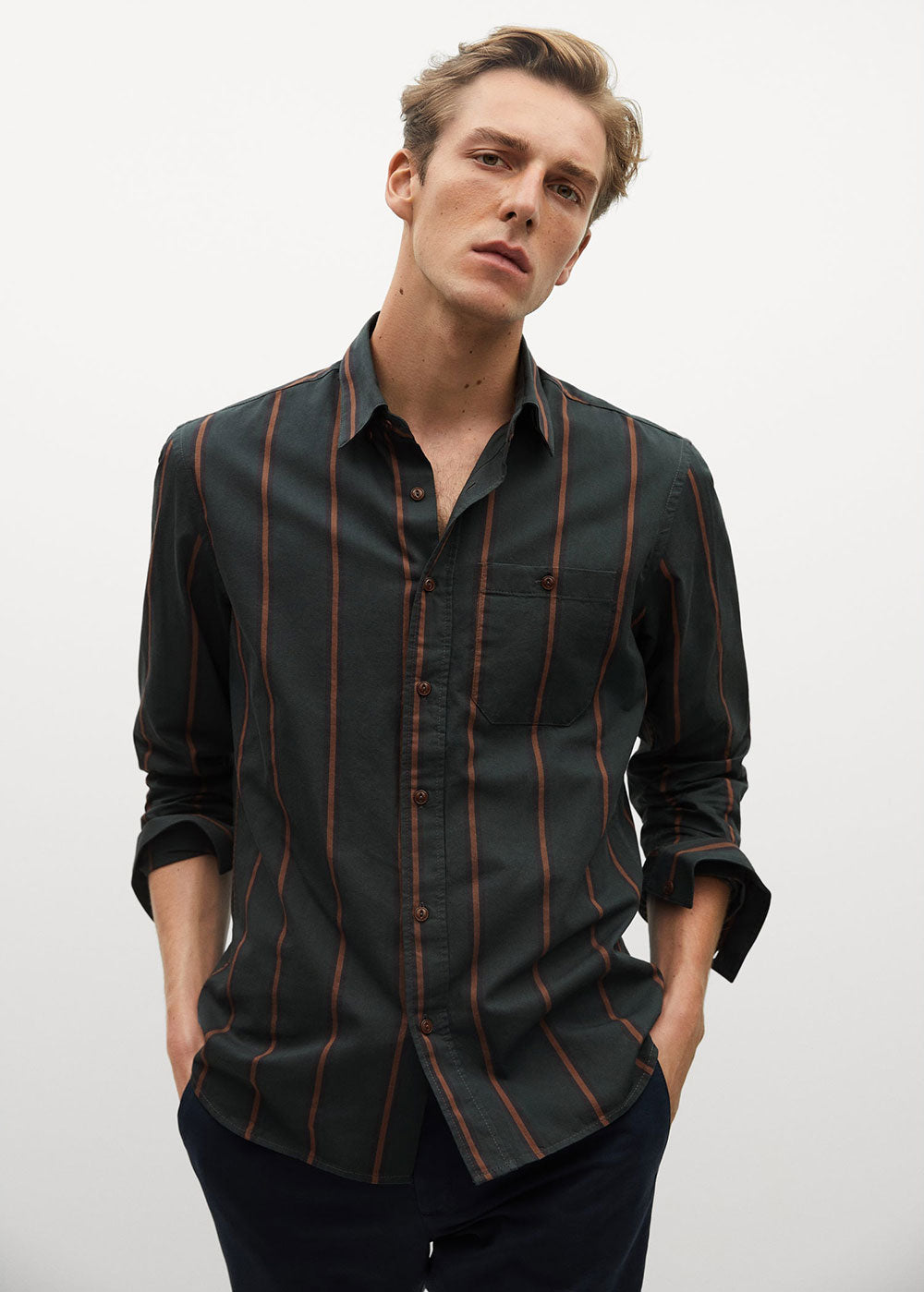 Regular fit striped cotton shirt